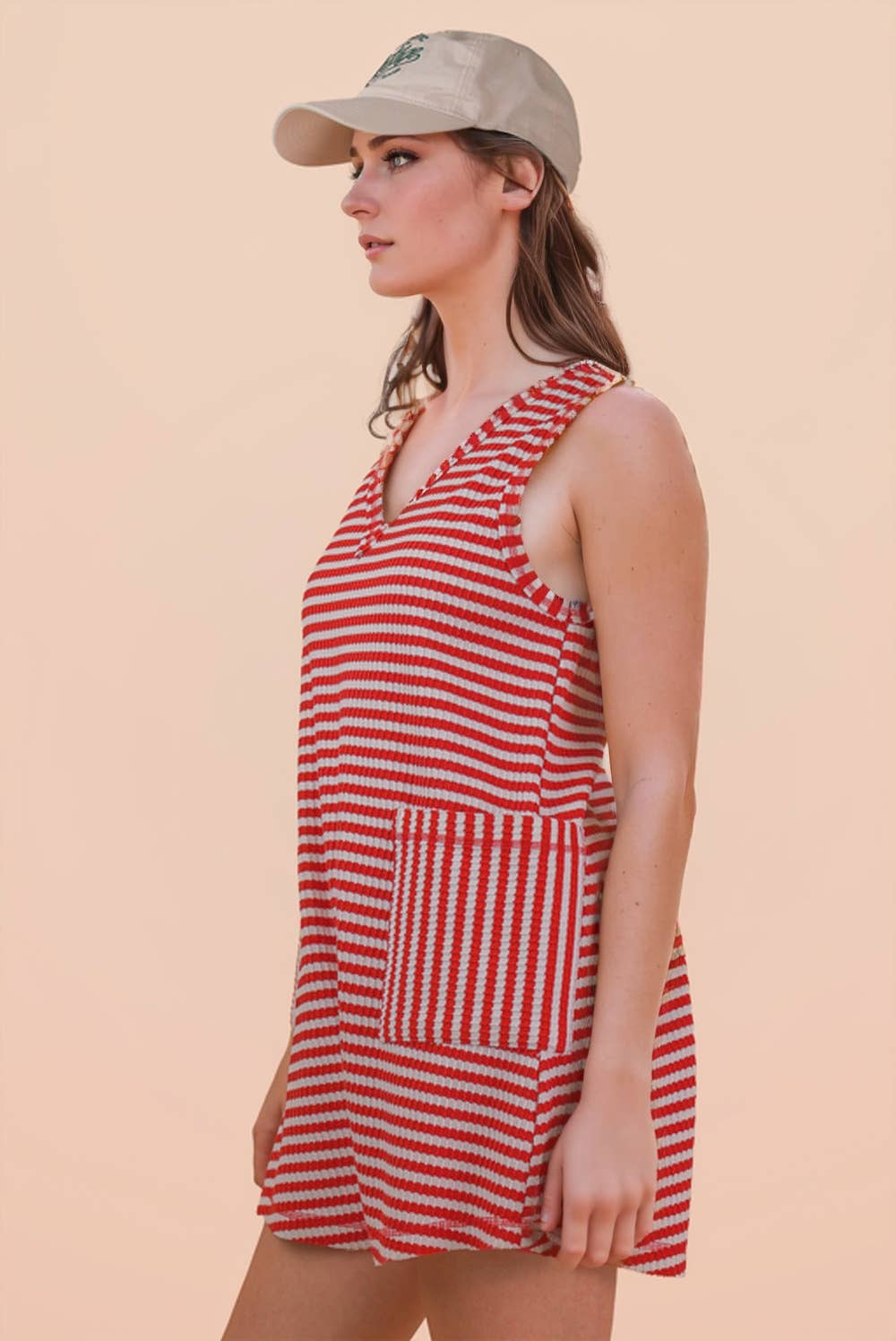 Striped Knit Casual Comfy Romper