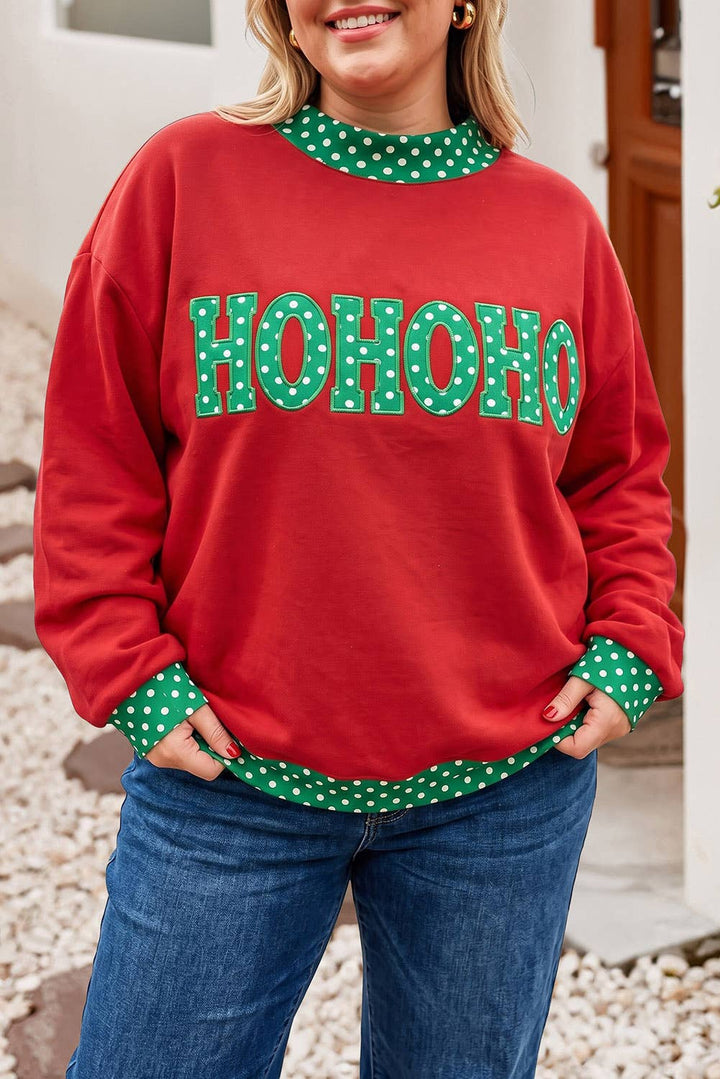 Polka Dot Contrast Holiday Mock Neck Sweatshirt