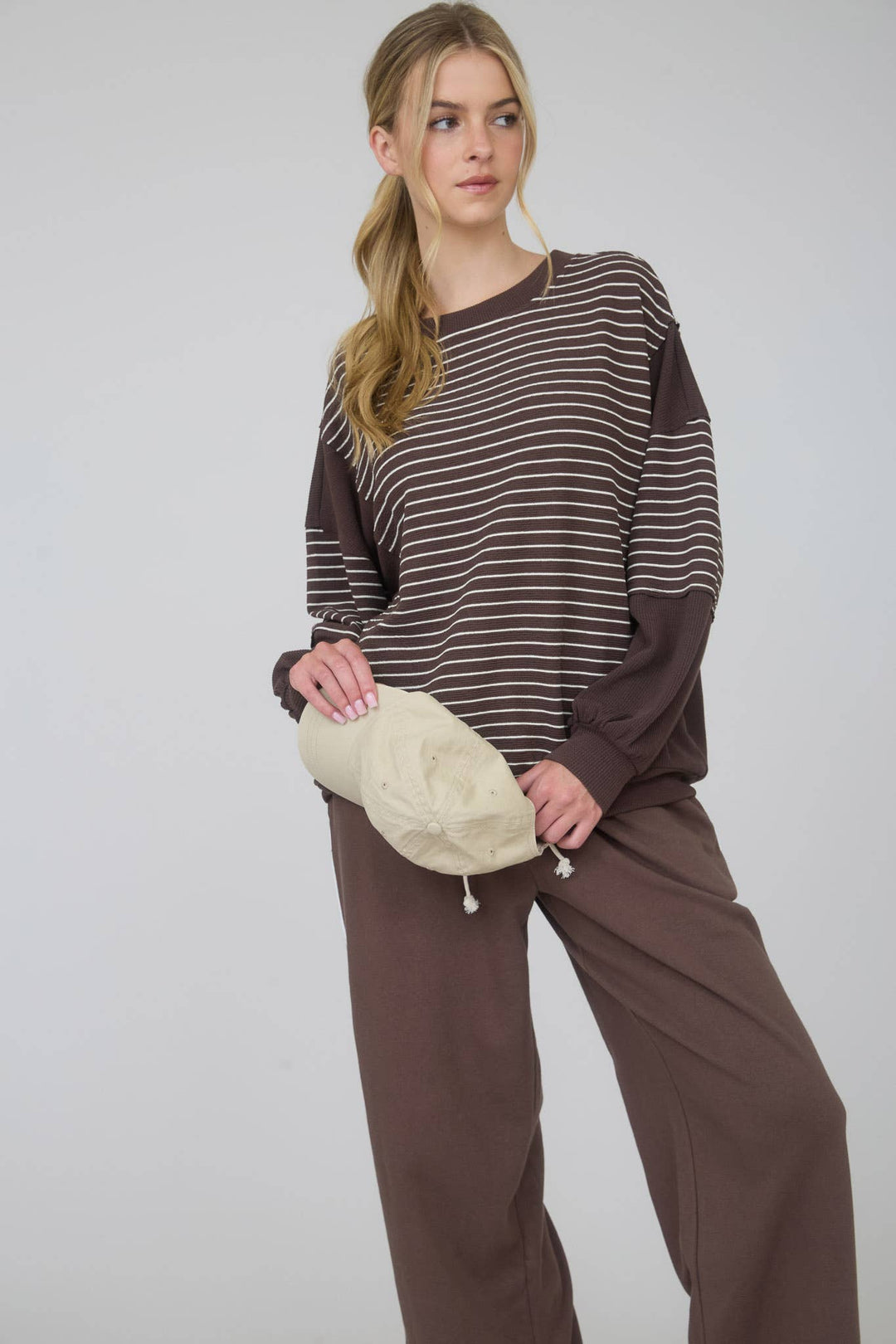 FOLD OVER DRAWSTRING WAIST WIDE LEG LOUNGE PANTS
