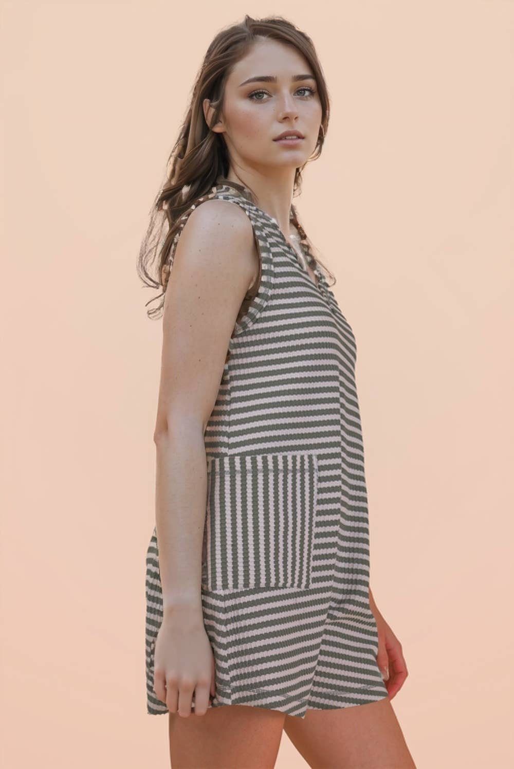 Striped Knit Casual Comfy Romper