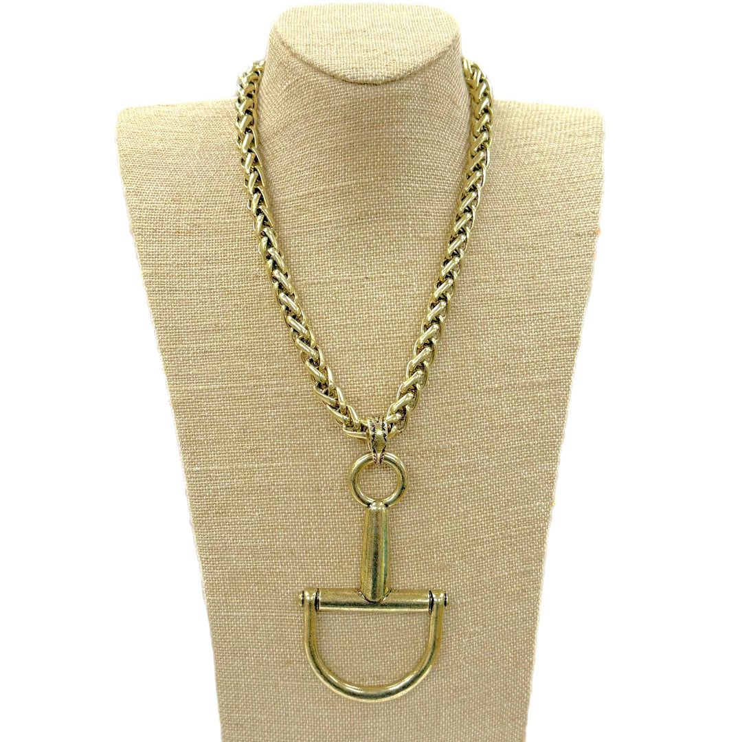 Large Gold Snaffle Bit on Chain Necklace