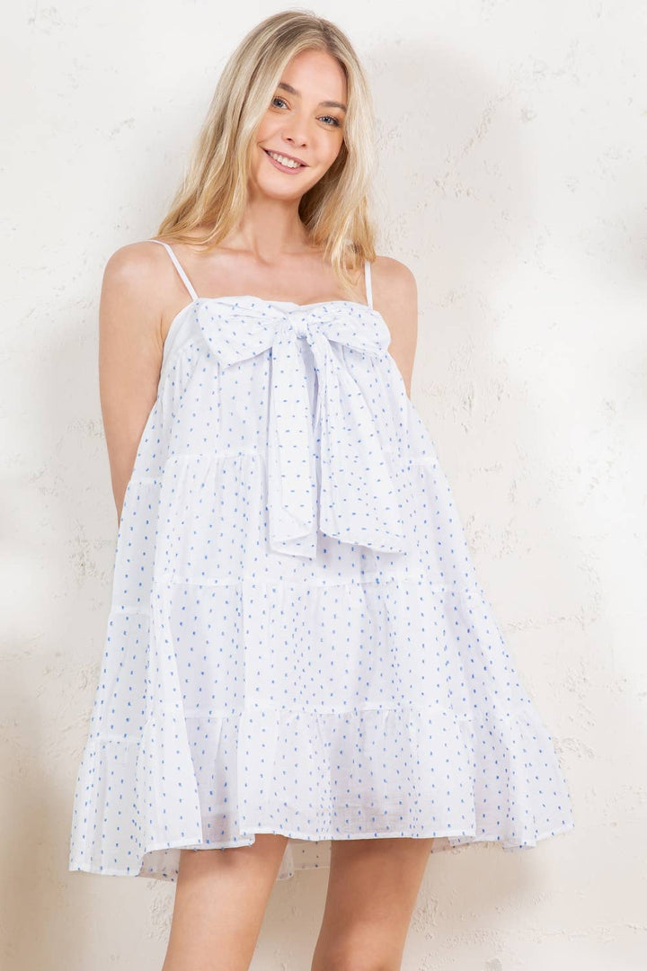 Bow Front Tiered Babydoll Mini Dress