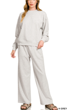 Sweat pants and top 2 Piece Set - Zenana - Grey