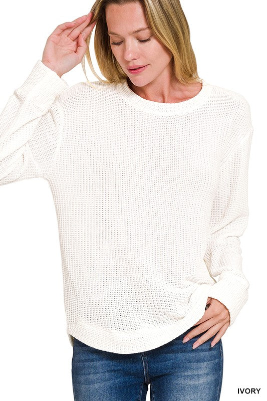 IVORY CHENILLE ROUND NECK SWEATER