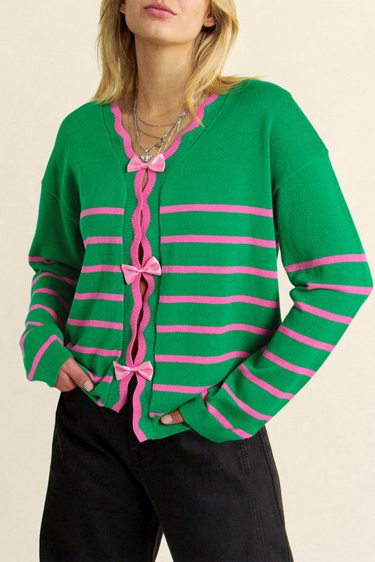 Green Pink Bow Sweater