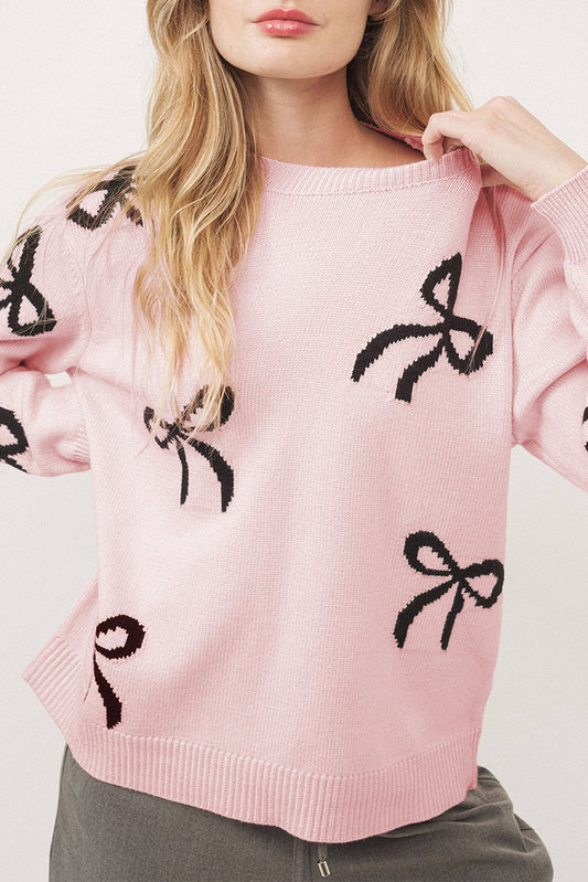 Pink Black Bow Sweater