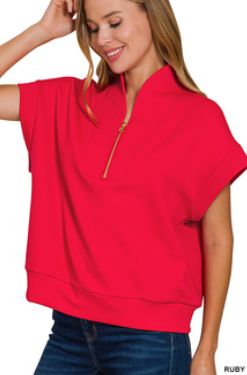 Scuba Half Zip Top Dark Red