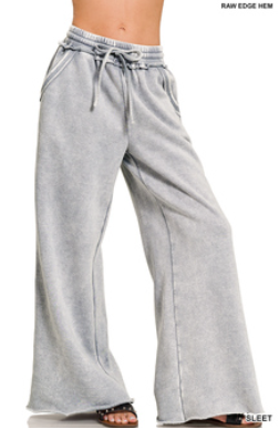 Wide Leg Sweatpants with Pockets - Grey
