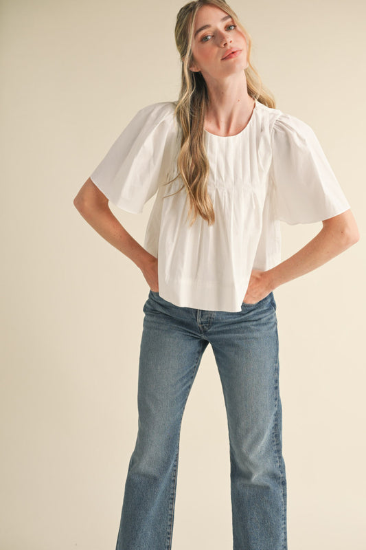 White Pleated Blouse