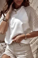 White Lace Sleeve Top